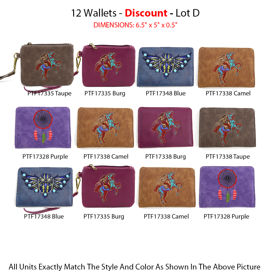 12 Western Coin Purse & Small Card Wallets - Lot D - Click Image to Close